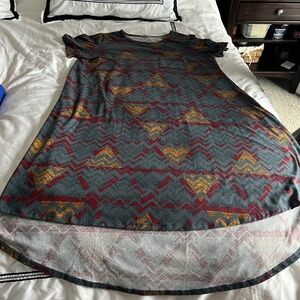 LulaRoe Carly Dress Garnet Gold Aztec